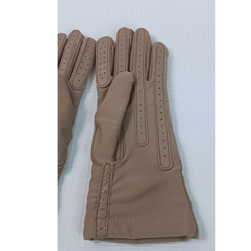 Isotoner Warm-Ups by ARIS Brown Nylon Spandex Lined Gloves One Size Vintage